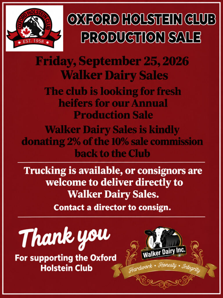Oxford Holstein Club Dairy Sale Oxford Holstein Club Dairy Sale